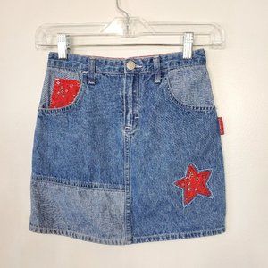 Genuine Girl Denim Jean Skirt With Red Accents Girl's Size 8